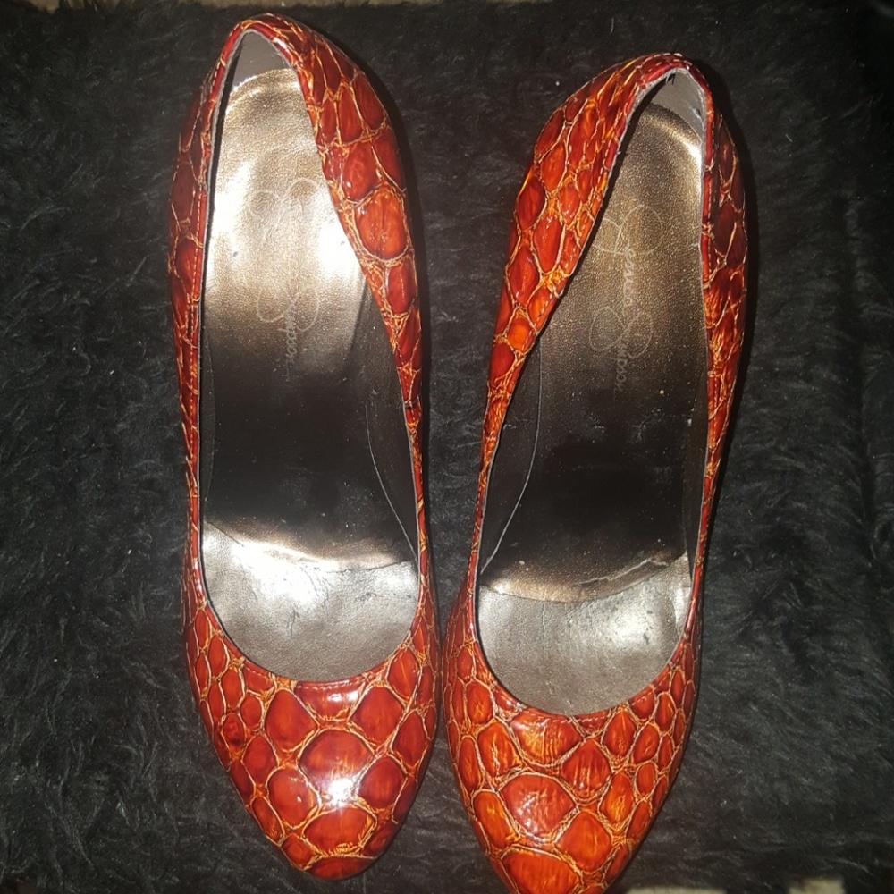 Jessica Simpson Red Snakeskin Pumps 8.5